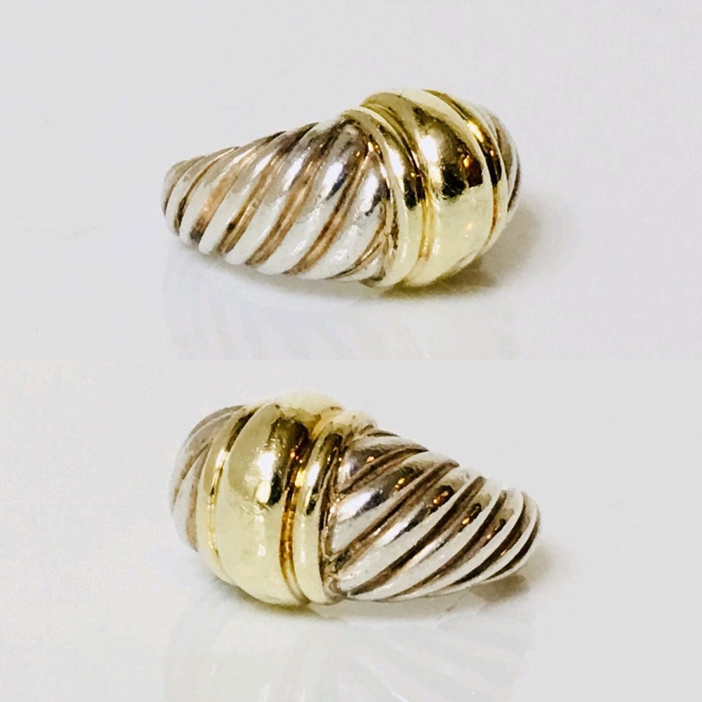 David Yurman Sterling & 14k Gold Cable Dome Ring - Picture 3 of 8